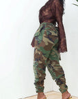 Camouflage Slim Fit Ripped Casual Pants