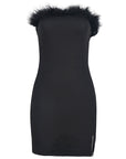 Chic Strapless Bodycon Dress with Feather Detail