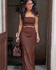 Summer Brown Vest Dress Set for Vacation