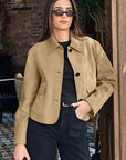 Chic Brown Suede Jacket for Women