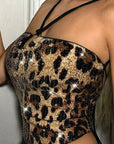 2025 Summer New Women's Backless Leopard Print Top