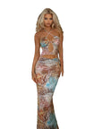 Summer Halter Neck Backless Dress with Chain Print