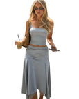 Asymmetrical Sleeveless Crop Top and Ruffled Skirt Set