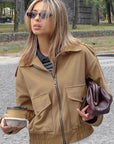 Retro Brown Pilot Jacket for Women