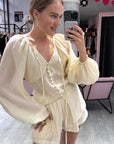 French Casual Women's Autumn Shirt and Shorts Set