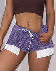 High-Waisted Striped Drawstring Shorts for Women