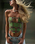 European and American Style Spring Sexy Hollow Low-Cut Slim Fashion Top