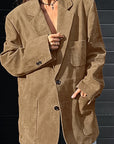 Vintage Brown Suede Blazer for Women