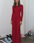 Casual Two-Piece Set with Long Sleeve Top and Pants