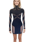 Nazada Women's Spring High Neck Long Sleeve Dress