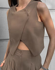 Chic Khaki Two-Piece Set for Women