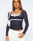 Sweet Pink Lace Pullover Top with Square Neck