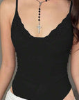 Fashionable Sexy Women's Lace Trim Cami Bodysuit