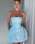 Summer Fashionable Strapless Mini Dress with Bow