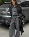Fashion Casual Gray Hoodie Set for Women