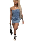 Sexy Backless Denim Dress for Spring Summer