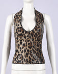 High Waist Leopard Sequin Halter Top for Women