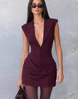Elegant Deep V Neck Mini Dress for Women