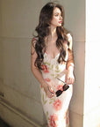 French V-Neck Floral Maxi Dress