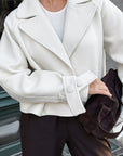 Stylish Women's Woolen Blazer with Lapel