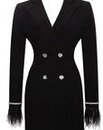 Elegant Double-Breasted Feather Sleeve Blazer Dress