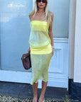 French Color Block Strapless Midi Dress