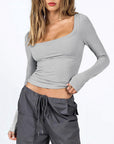 Women's Slim Fit Long Sleeve U-Neck Top