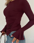 American Style Sexy Slim Fit Irregular Long Sleeve T-Shirt