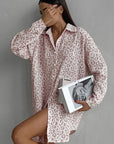 Spring Chiffon Cotton Leopard Print Shirt