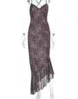 Summer Sexy Backless Leopard Print Ruffle Dress