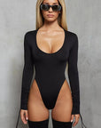 Stylish Long Sleeve Ruched Bodysuit for Women