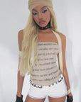 Chic Letter Print Strapless Top for Summer