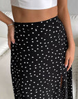 French Vintage Black Polka Dot Midi Skirt