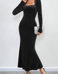 Sexy Velvet Bodycon Dress with U-Neck