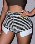 High-Waisted Striped Drawstring Shorts for Women