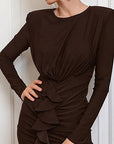 Elegant Ruffled Knit Dress for Women