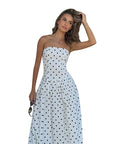 Elegant Polka Dot Strapless A-Line Dress