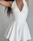 Stylish V-Neck Backless Mini Dress