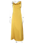 Sexy Backless Satin Long Dress with Spaghetti Straps