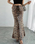 Leopard Print Sequin Layered Skirt for Women