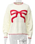 Autumn Winter Christmas Bow Sweater for Women