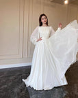 2026 Spring Autumn Lantern Sleeve Wedding Dress