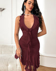 Unique Ruffle Neck Sexy Bodycon Dress