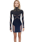 Nazada Women's Spring High Neck Long Sleeve Dress