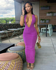 New Women's Deep V Neck Long Dress