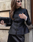 New Style Black Half High Neck Jacket