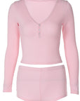 Stylish V-Neck Slim Fit Top and Shorts Set