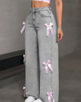 Y2K Butterfly Knot Denim Pants for Women