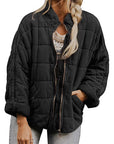 Solid Color Stand Collar Cotton Jacket for Women