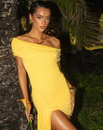 Off Shoulder Bodycon Dress with Ribbons